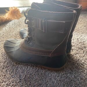 Black and Brown Lace-Up Boots